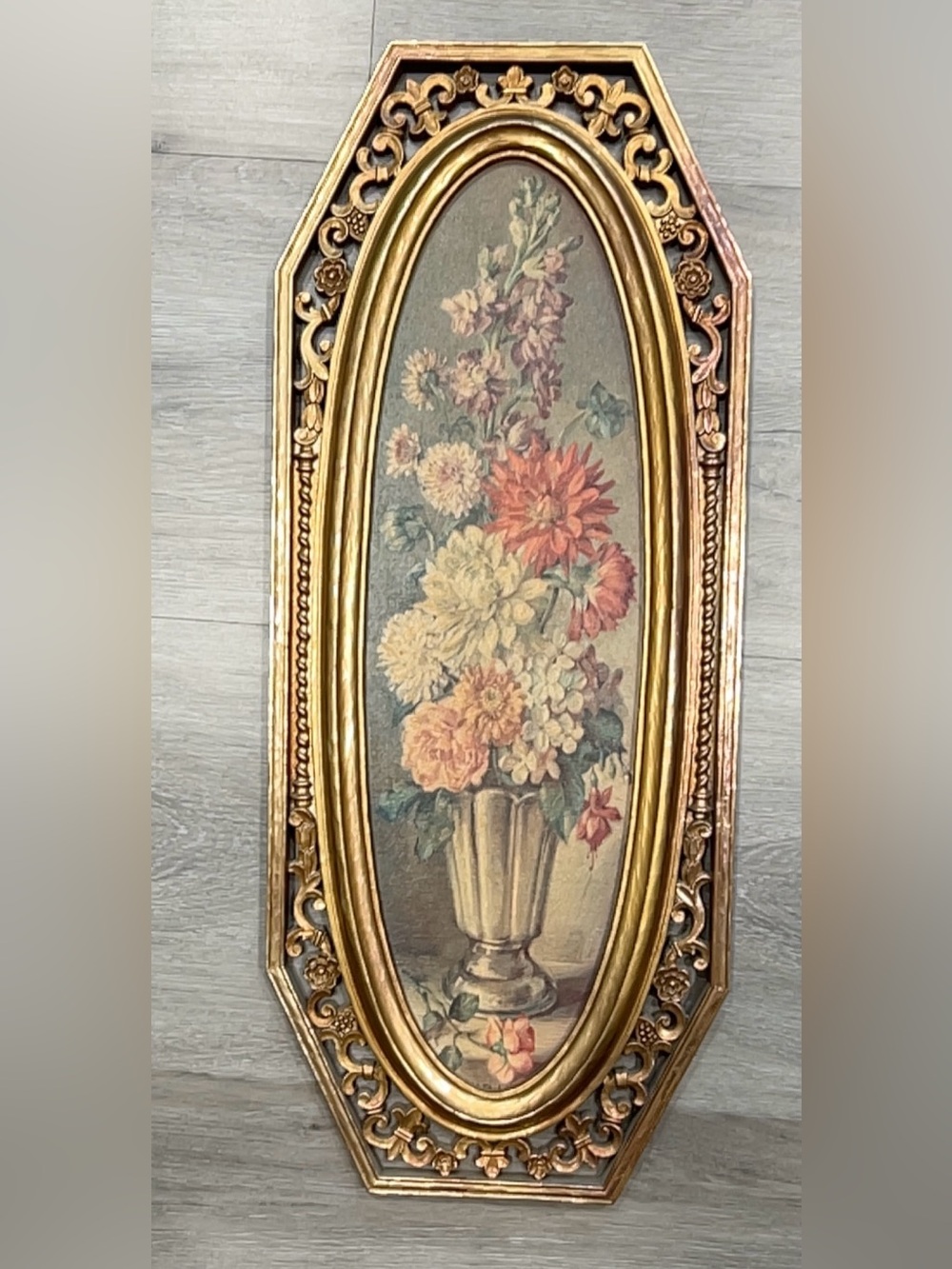 Vintage 1964 Syroco Florentine Gardens Gold Floral Wall Plaque Retro Art Decor